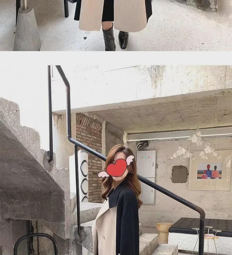 Модное женское шерстяное пальто средней длины - осень/зима 2024 г., облегающий крой, универсальная модель, идеально подходит для весны и осени.