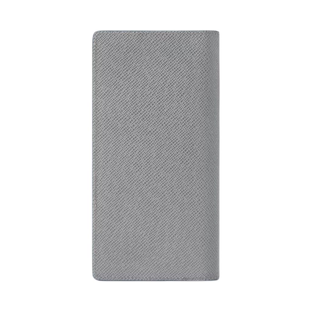 Louis Vuitton Brazza Classic Logo Taïga Leather Wallet Men wallet Gray Blue M25966