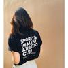 American Retro Sports Style Athletic Club Letter Print Comfort and Casual Sense Short Sleeve T-shirt for Women