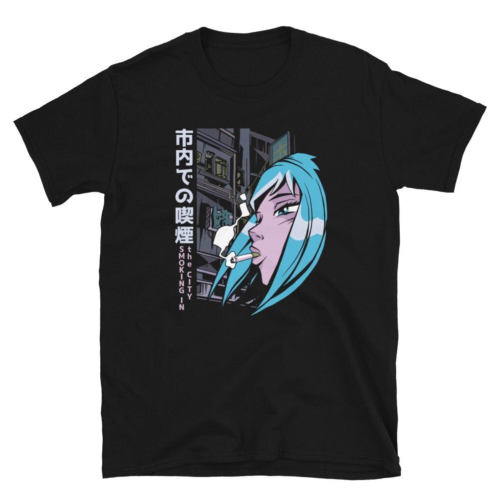 Smoking Girl Japanese Anime T-Shirt