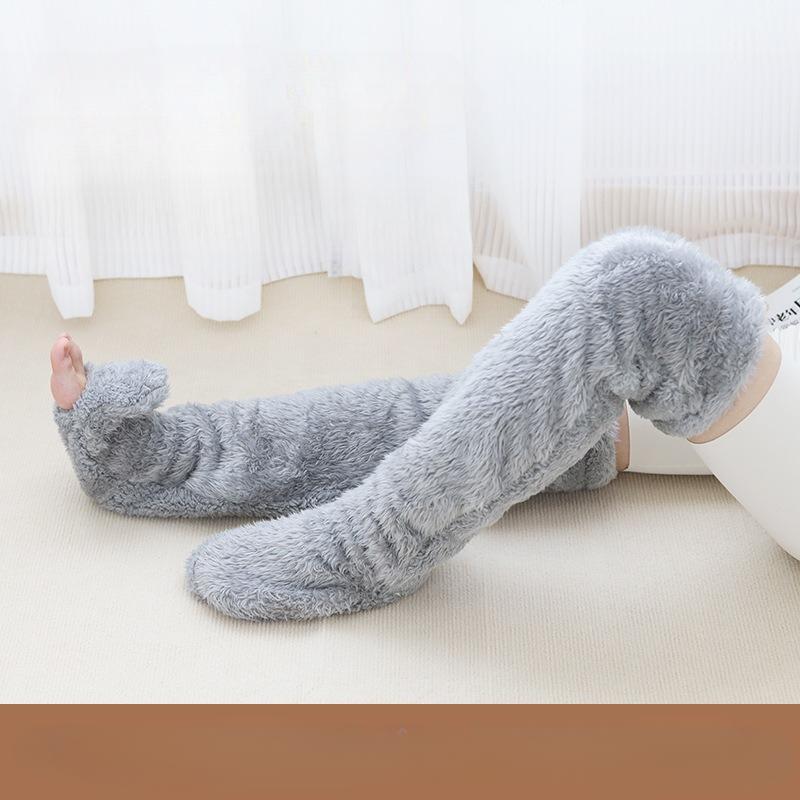 Осенние и зимние женские наколенники теплые носки однотонные теплые толстые чулки