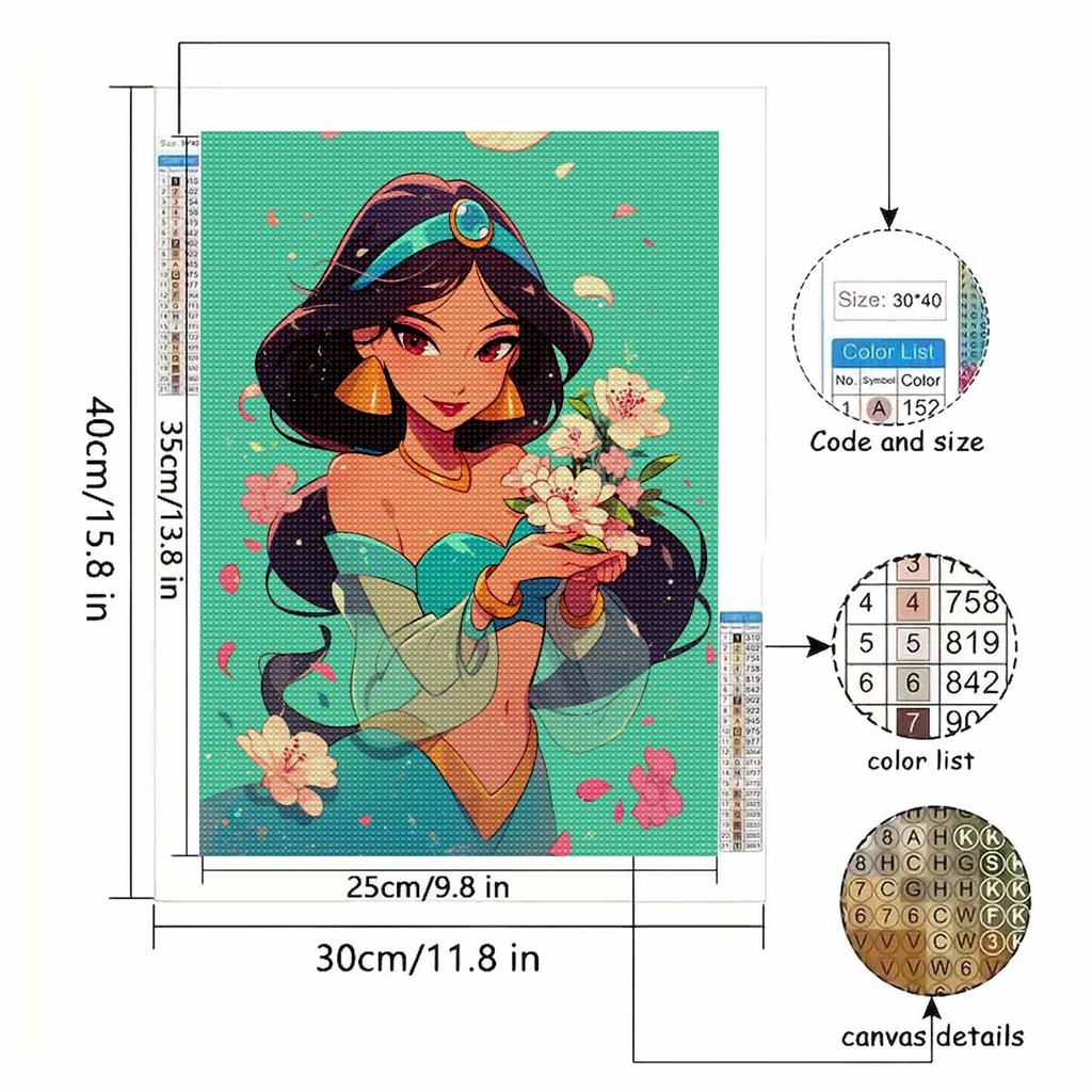 DIY Diamond Painting Princess Aladdin Cross Stitch Kit Mosaic Art Diamond Painting Full Circle Diamond Home Decoration