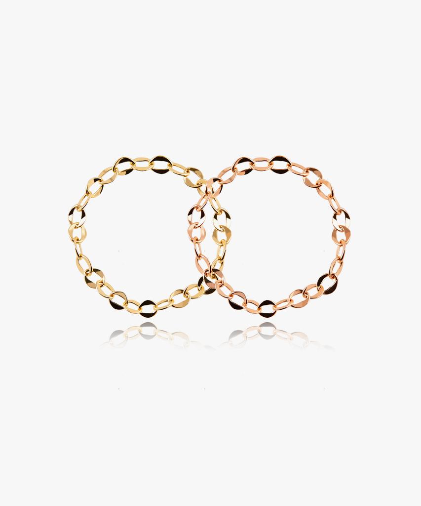 Helene Jewelry 14K Полая Маленькая Цепочка Primo Кольцо (Тип C)