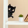 Черная кошка садовый знак металлический силуэт прячущегося кота украшение фермерский дом наружное украшение для любителей кошек двор домашний интерьер декор