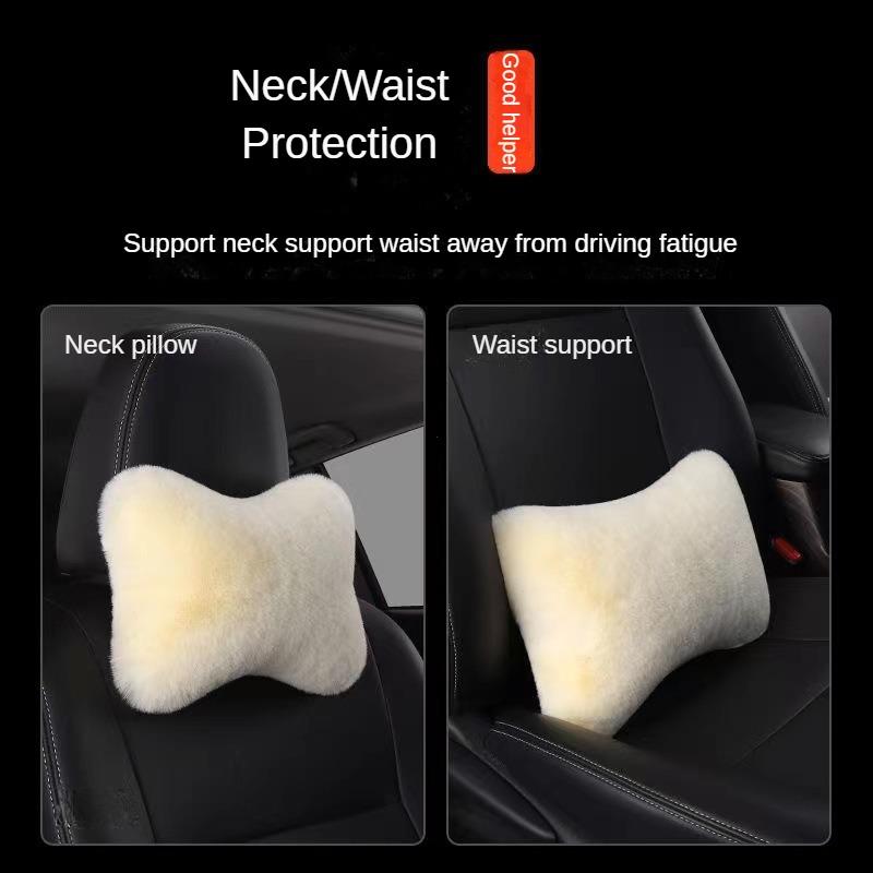 Подушка для поддержки шеи и поясницы в автомобильном сиденье, плюшевая подушка для подголовника автомобиля, теплая и комфортная универсальная подушка для поддержки поясницы
