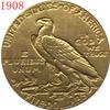 Копия 24-каратного золота Америка США 1908 года ЗОЛОТАЯ монета индейца полуорел коллекция золотых монет ADM