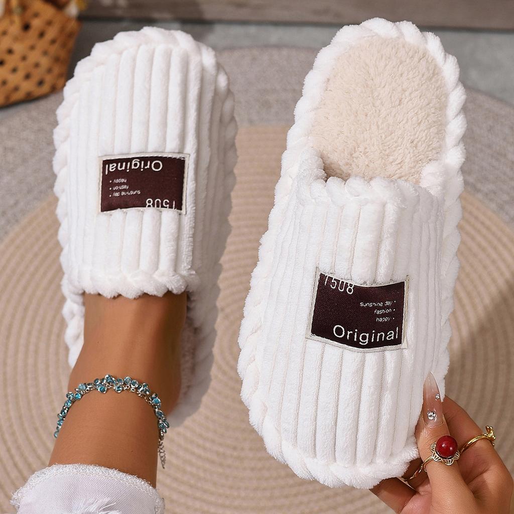 Fashion 2025 New Women Cotton Slippers Fashion Indoor Slides Women Home Warm Fuzzy Shoes Lightweight Casual Slippers Zapatos De Mujer