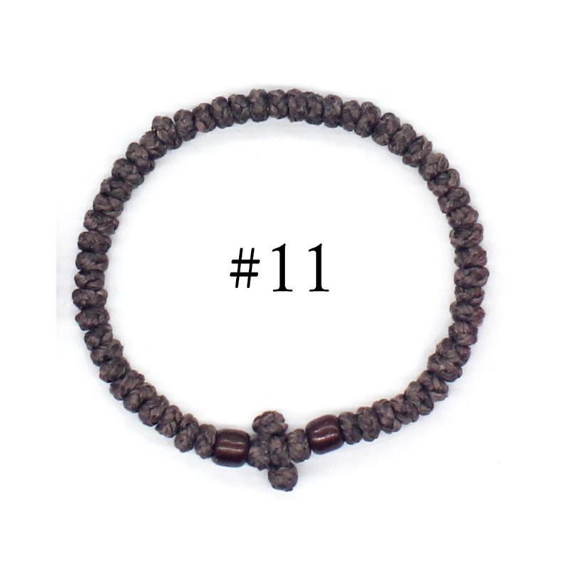 Eastern Orthodox Adjustable Prayer Rope, Hand Knotted Cord Bracelet With Geometric Cross Decor Unisex Multiple Color Options