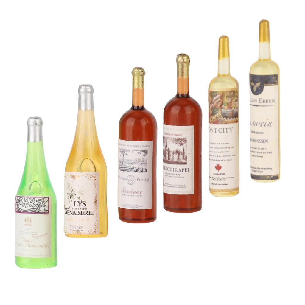 1:12 Dollhouse Plastic Wine Bottles Model Miniature Bar Drink Decoration Accessory6pcs