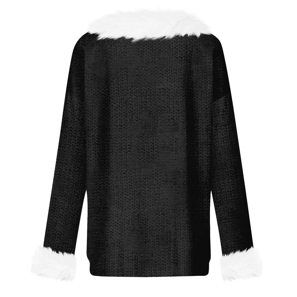 Свитшоты для женщин Вязаный свитер Милая рубашка Осенний круглый вырез Пуловер с меховым воротником Топы