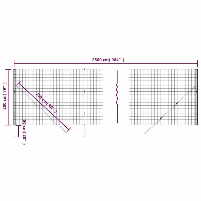 VidaXL Wire Mesh Fence, Decorative Fence Panel, Garden Patio Outdoor Protection Barrier, 154238