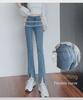 Летние ретро-узкие расклешенные джинсы с разрезами по низу для женщин