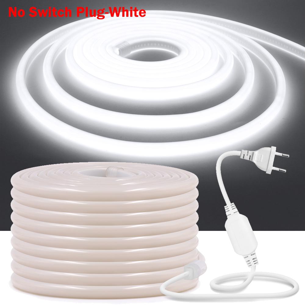 Светодиодная неоновая лента COB 220 В, равномерное свечение 270°, водонепроницаемая, 288 светодиодов/м, гибкая лента с выключателем, вилка ЕС для освещения дома и сада