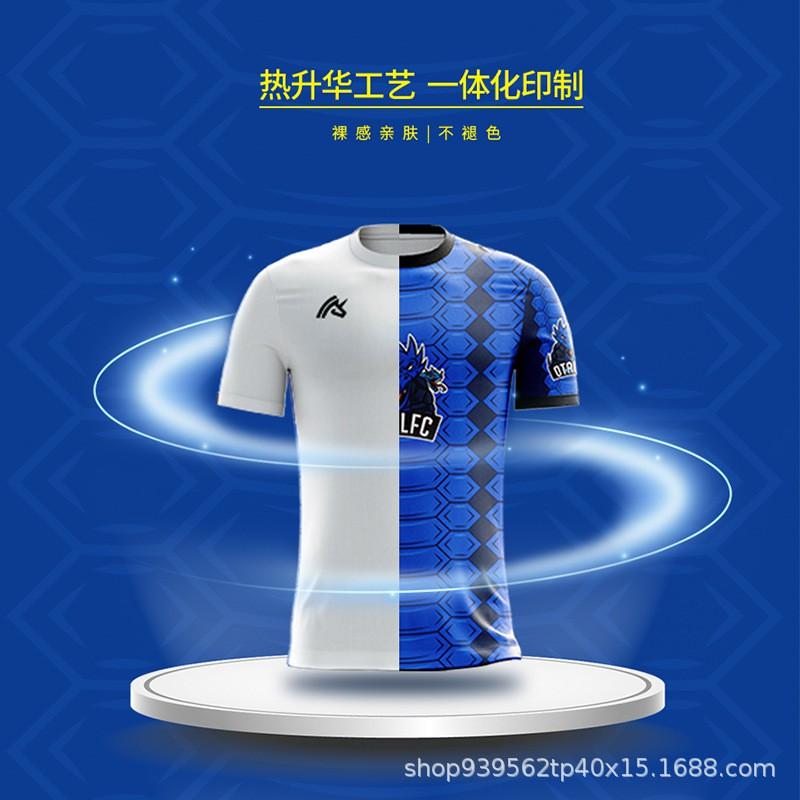 Mens Full-Print Quick-Dry Soccer Kit Set Short Sleeve Jersey Shorts Training Match Youth Sports