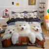 Samoyed Dog Duvet Cover King Queen Size Lovely Smile Pet Puppy Bedding Set Adults Women Cute White Animal Polyester Quilt Cover