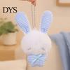 Plaid Ear Bunny Charm Ribbon Bow Rabbit Plush Pendant for Backpacks, Stuffed Bag Charm, Soft Animal Keychain Decoration Decorative Accessory