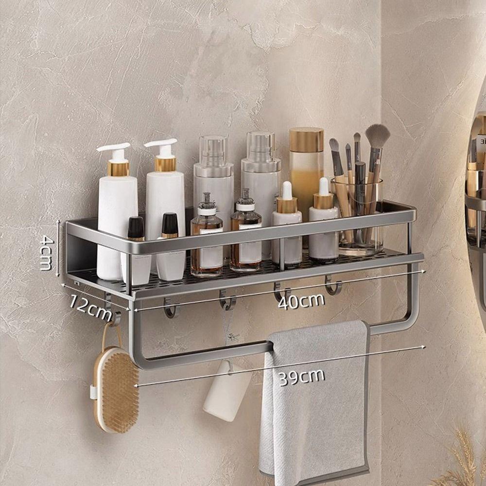 No Drill Shower Organizer Aluminum Corner Shower Shelf Multi-function Bathroom Shelves  Bathroom
