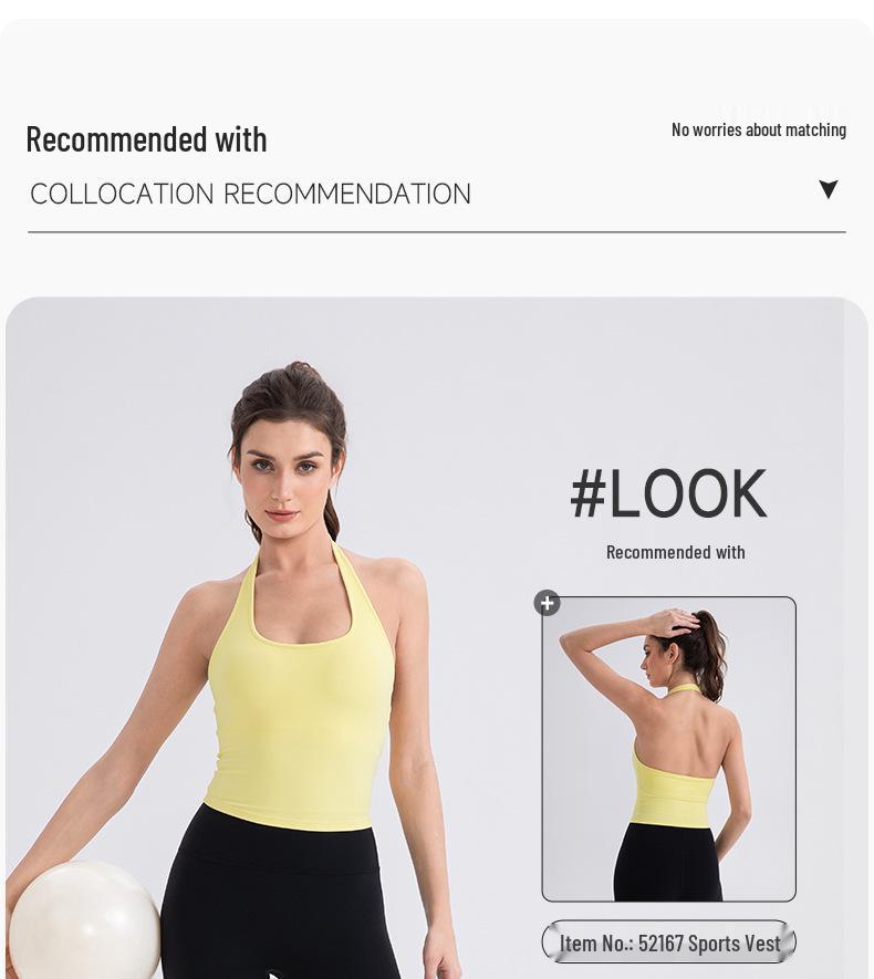 Женский майка для йоги с вырезом на шее и вставными чашечками - Телесный, Сексуальная спинка Стиль 52167