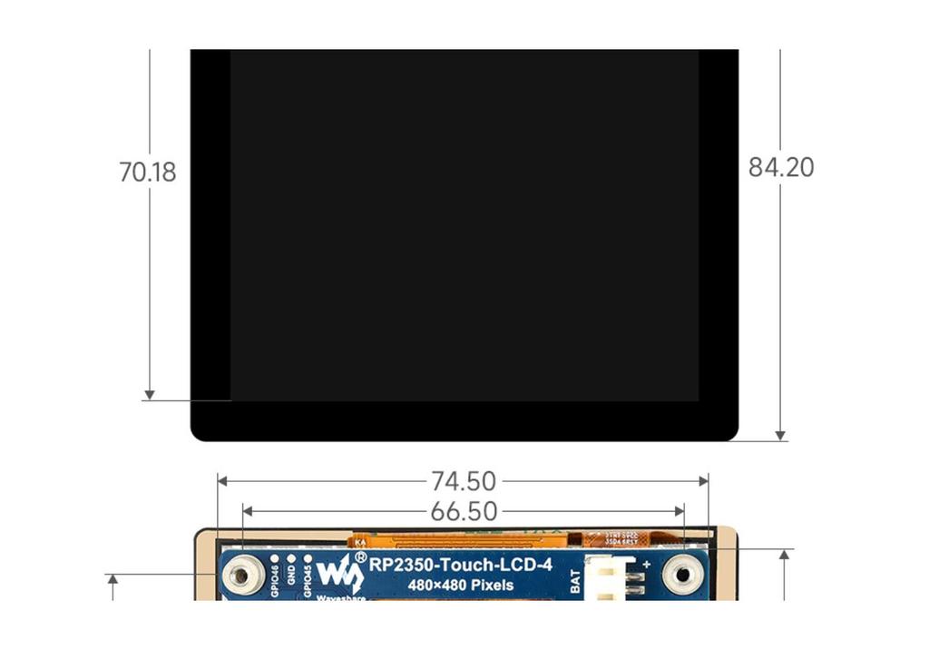 RP2350 Dual-Core High-Performance Dev Board with 4" 480×480 Display