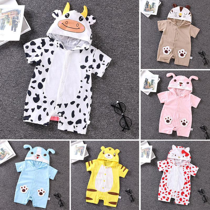 Infant Jumpsuit Rabbit Cow Romper Animal Tiger Cute Cat Print Girl Boy Cotton Suit Newborn Climbing Bunny Rompers Summer