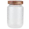 Glass Jar Set Wide Storage Canister with Airtight Wood Lid for Coffee Bean Snacks Nuts700ml