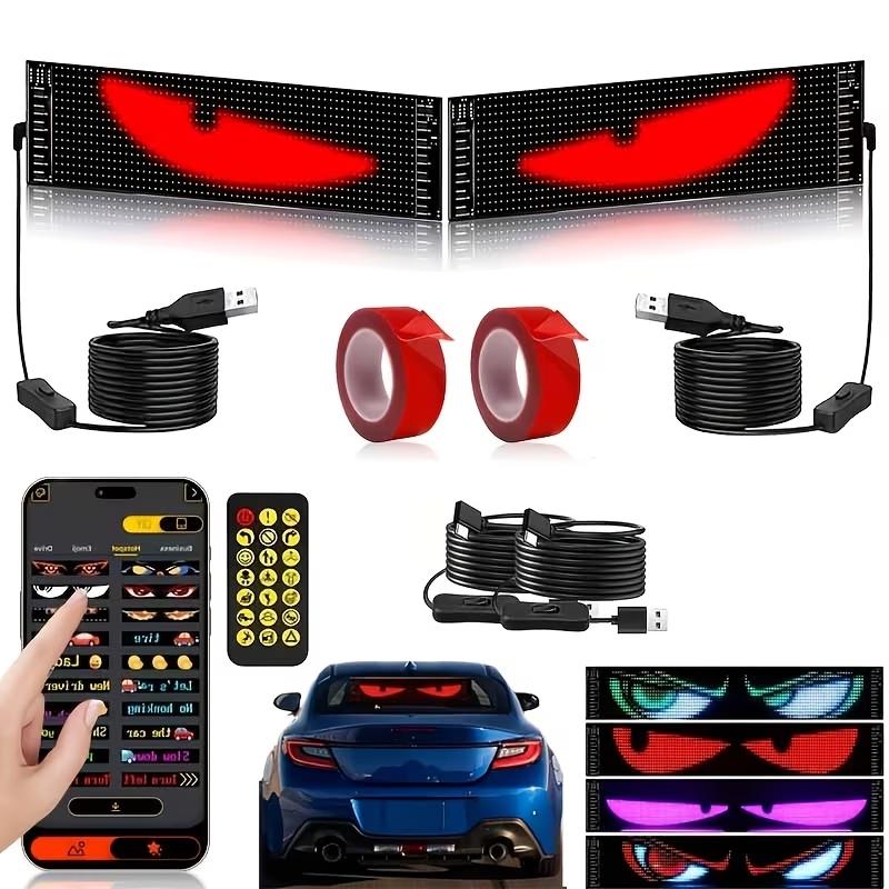 Автомобильный светодиодный дисплей, гибкая RGB-подсветка в виде глаз с управлением через приложение и пульт дистанционного управления, программируемый по Bluetooth экран на заднее стекло автомобиля для украшения салона.