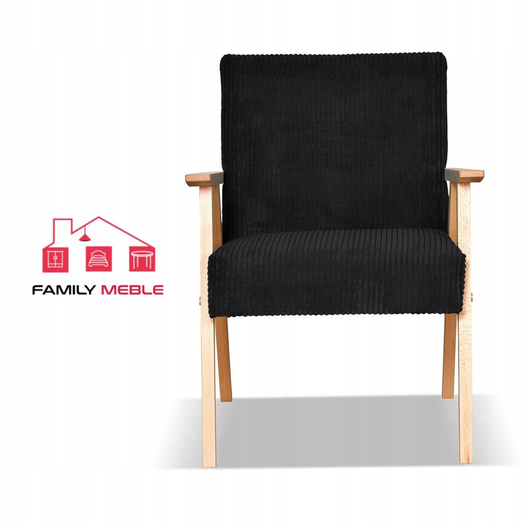 Fotel PRL zestaw retro vintage SOLER Family Meble czarny sztruks Anafi