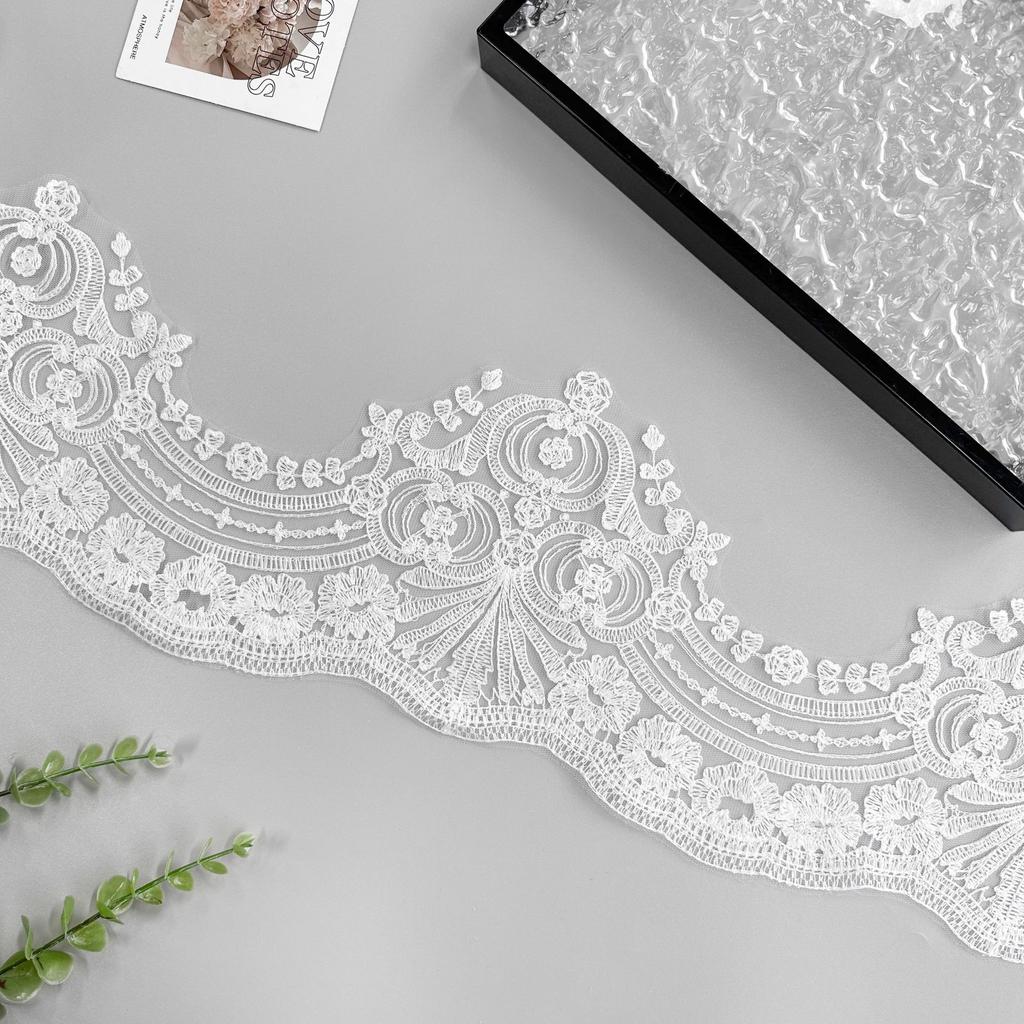 White Mesh Hollowed-Out Embroidery Barcode Versatile Clothing Dress Dress Hemline Decorative Lace Accessories