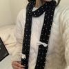 Polka Dot Bow Wool Shawl Harajuku Long Narrow Scarves All-match Knitted Scarf  Streetwear