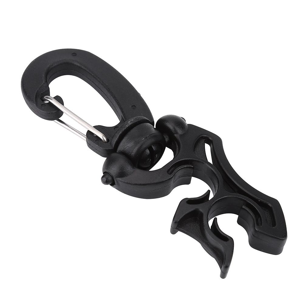 1Pc Outdoor Scuba Diving Double BCD Low Pressure Hose Clip Holder with Snap Hook Buckle(Black)