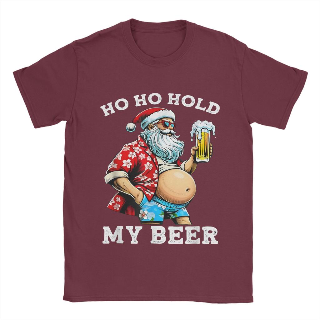 Christmas and beer T Shirts for Men 100% Cotton Novelty T-Shirt Round Collar Tee Shirt Short Sleeve Clothing Graphic