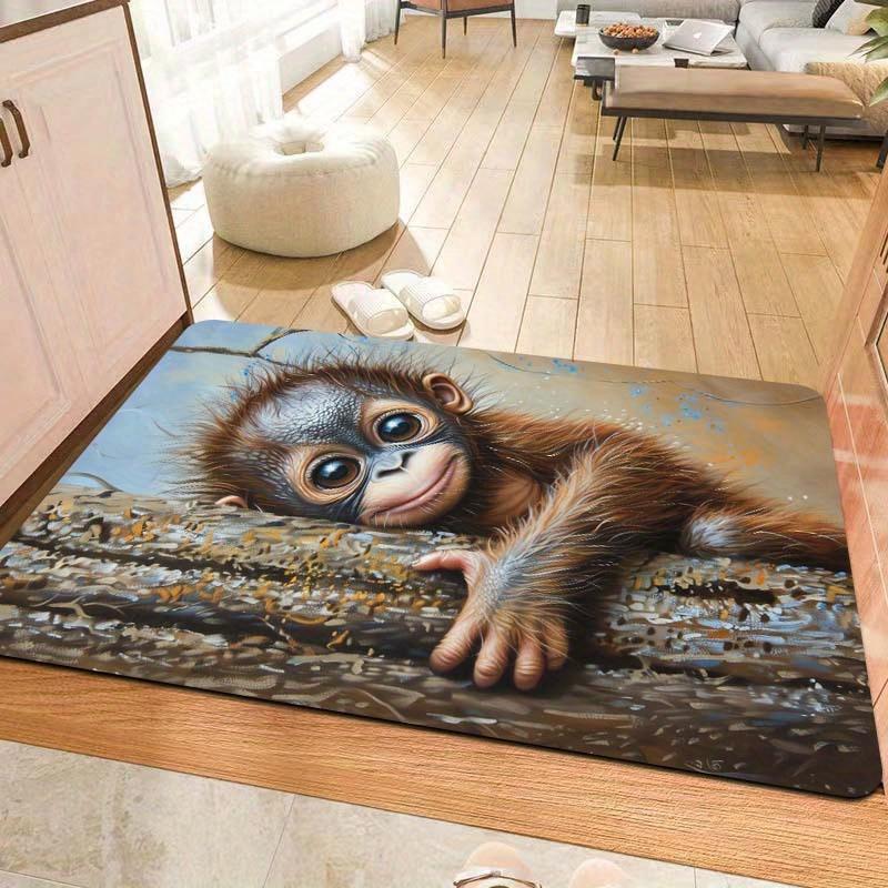 1 шт. анти-усталостные кухонные коврики, с принтом обезьяны, водонепроницаемый нескользящий толстый мягкий кухонный коврик, прочный, удобный стоячий коврик для кухни