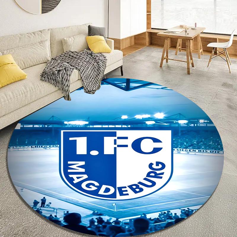 FC Magdeburg Round Area Rug,Carpet Rug for Living Room Bedroom Sofa Playroom Decor,Non-slip Floor Mat56