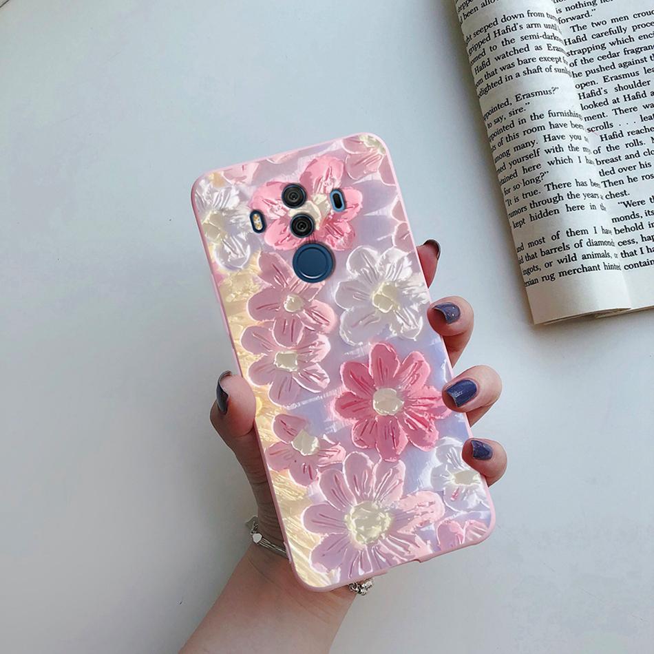 For Huawei Mate 10 Pro Mate10 Case Silicone Soft TPU Flower Bumper Funda Coque For Huawei Mate 9 Pro Mate9 Cover Coque Mate10Pro