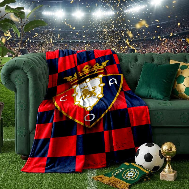 Red Blue Shield Atletico Blanket Lightweight Ideal Bedding Blanket Perfect for Travel, Camping, Living Rooms, Offices, Sofas, Fan Christmas gift