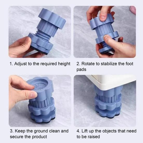 4Pcs Washing Machine Mat Universal Heightening Pads Easy Installation Anti-Vibration Shock Absorbing Washer Dryer Foot Pads