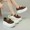 Модные женские кроссовки на толстой подошве, осенний новый стиль, из натуральной кожи, дышащие, с бисером, универсальные, повседневные кеды