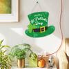 St. Patrick's Day Welcome Door Sign Irish Shamrock Top Hat Plaid Paper Door Hanging Sign Front Door Hanger Decoration Decorative Wall Plaque