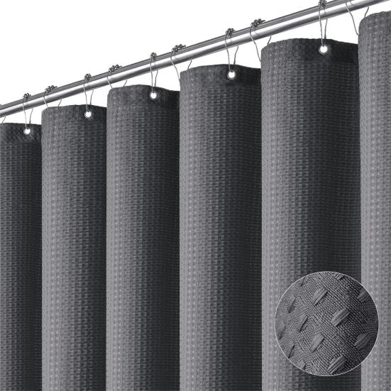 1 комплект занавесок для душа с крючками, вафельная текстура, многоцветный, плотный лен, легко