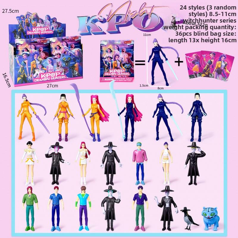K-Pop Новая группа девушек-охотниц на демонов Мужская группа Фигурка Модель Слепая коробка Tide Play Кукла Украшение