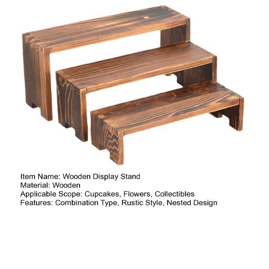 3-Piece Display Stand Wood Risers Rustic Display Risers Combination Type Display Stand