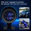 AD 2 in 1 12V 24V Round Led Digital Car Truck Water Temp Gauge Temperature Sensor Temperatura Moto Voltmeter Volt Voltage Meter