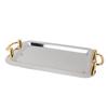 Stainless Steel Serving Tray Exquisite Elegant Mirror Surface Golden Carrying Handle 304 Stainless Steel Dinner Plates
