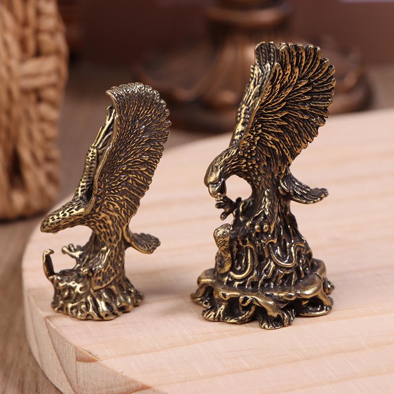 Pure Brass Eagle Statue Vintage Simulated Animal Statue Car Home Office Desk Decor Ornament Metal Figure Props Toy Gift Hawk