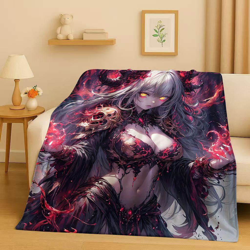 26 Style Gothic Dark Sexy Girls Cartoon Anime Characters Flannel Blanket,Soft Plush Throw for Home Bedroom Bed Sofa Cover Trave