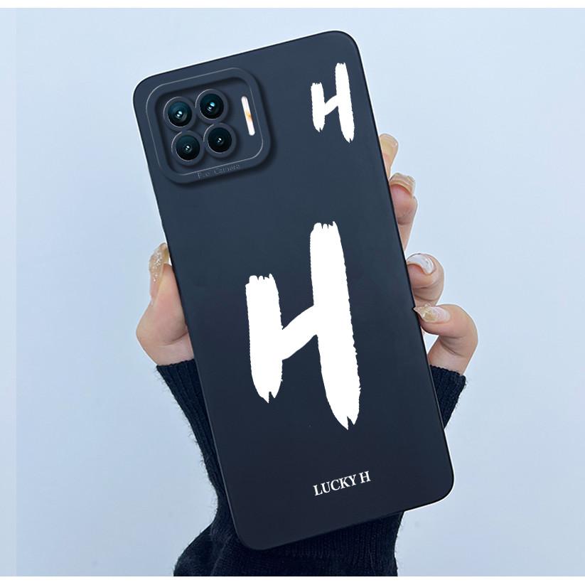 For OPPO F17 Oppo F17 Pro Case Oppo A73 A93 Reno 4F Back Cover TPU Silicon Lucky Initial Letter Couples Phone Bumper Soft Case
