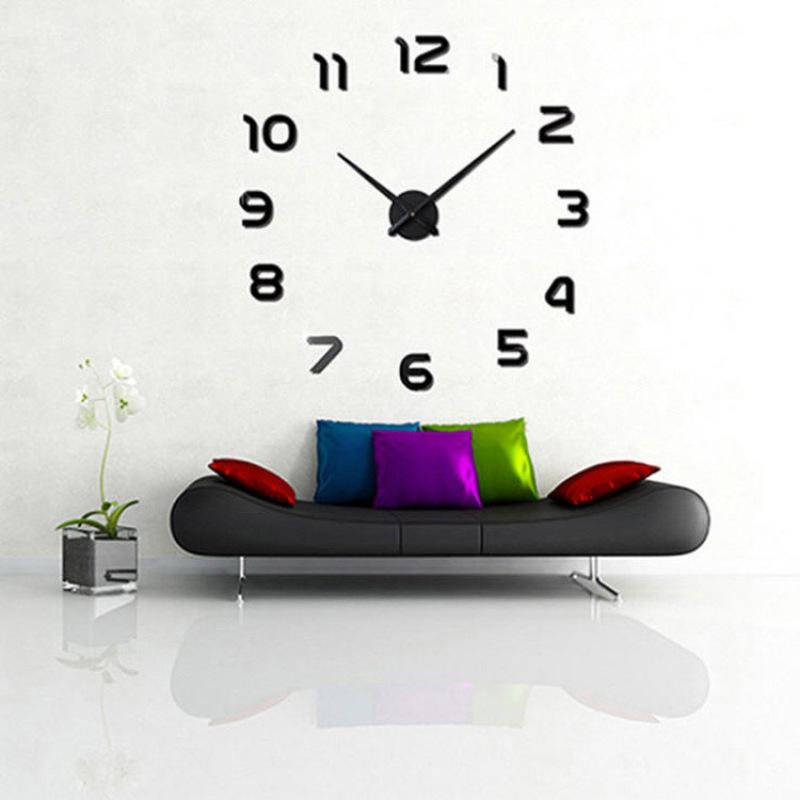 3D Big Size Wall Clock Mirror Sticker Diy Living Room Decor Meetting Room Wall Clock