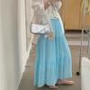 2025 Summer Women New Skirts Solid Elastic Waist Pleated Elegant Skirts