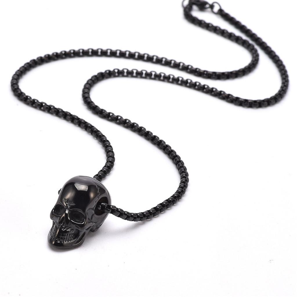 European and American Titanium Steel Skull Necklace Punk Men's Minimalist Pendant