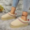 Thick Soles Wear Winter Half Slippers, New Ethnic Style Lace Semi-support Snow Cotton Slippers